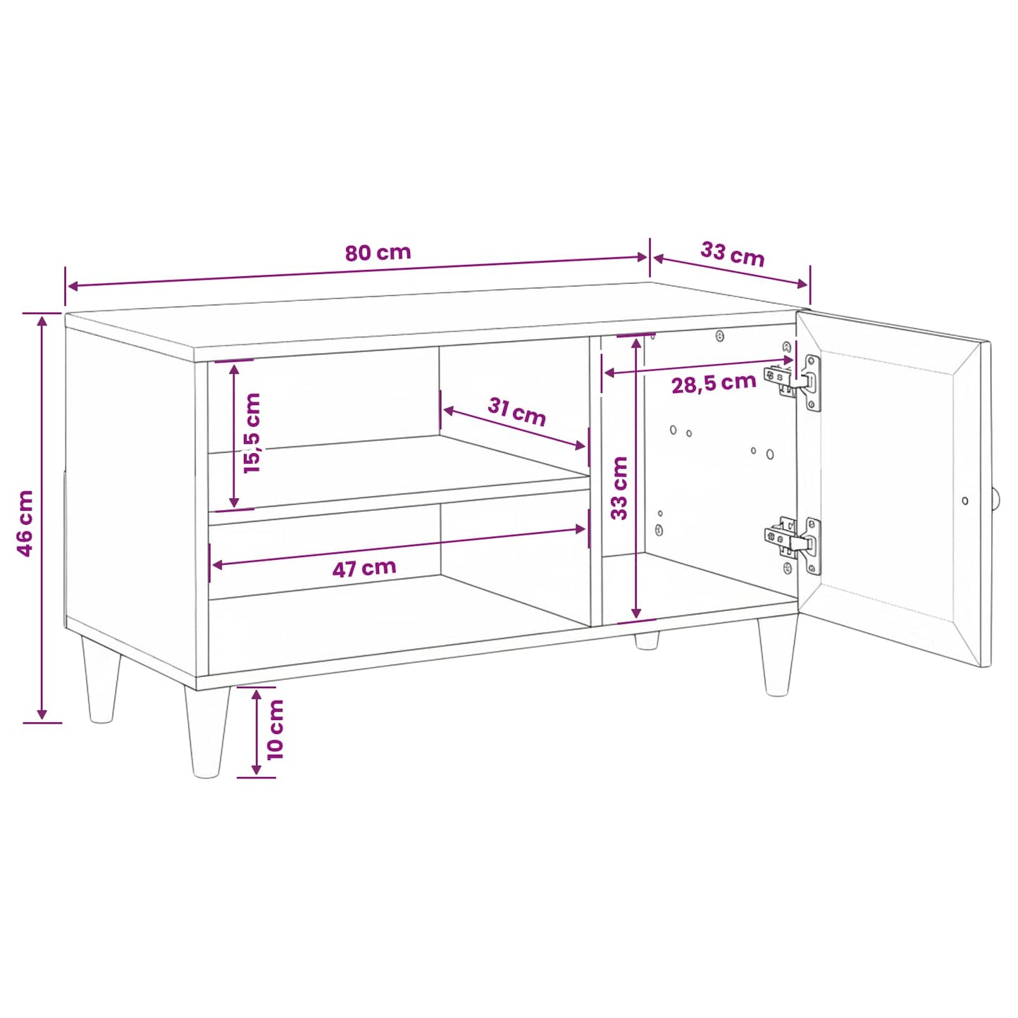 TV Enheder med hylde Lys Brun 80 x 33 x 46 cm Konstrueret træ