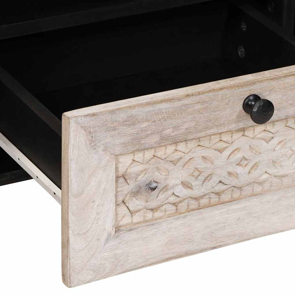 TV-skab med skuffe Bleg Hvid 100 x 33 x 46 cm Massivt mangotræ