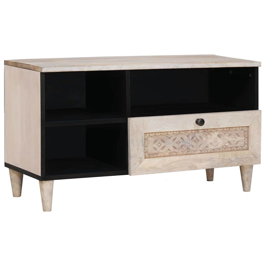 TV-skab med skuffe Bleg Hvid 80 x 33 x 46 cm Massivt mangotræ