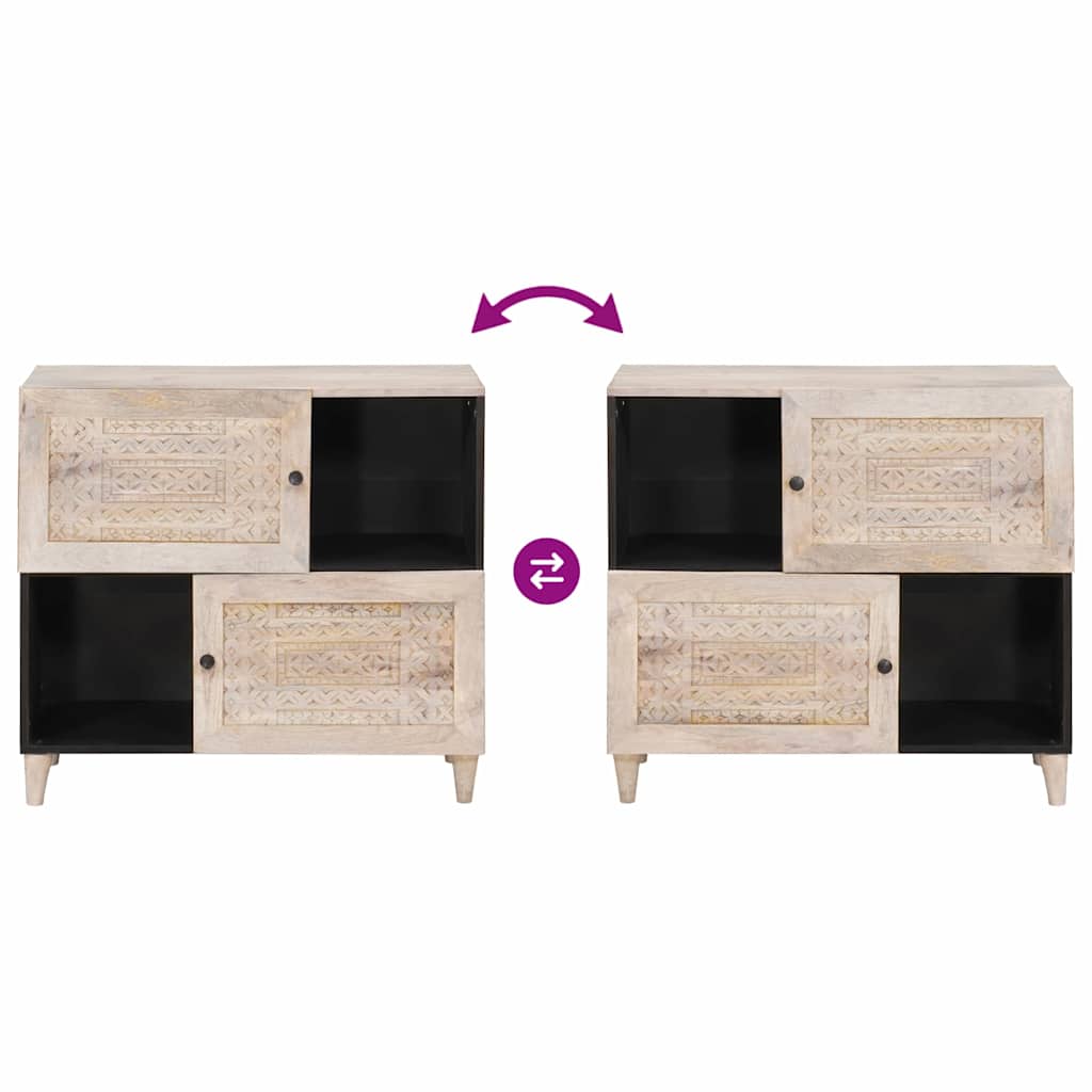 Sideboard Bleg Hvid 80 x 33 x 75 cm Massivt mangotræ