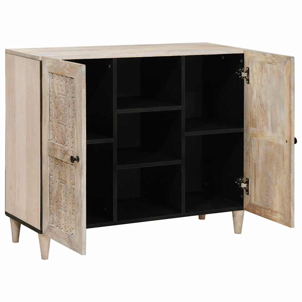 Sideboard Bleg Hvid 90 x 33 x 75 cm Massivt mangotræ