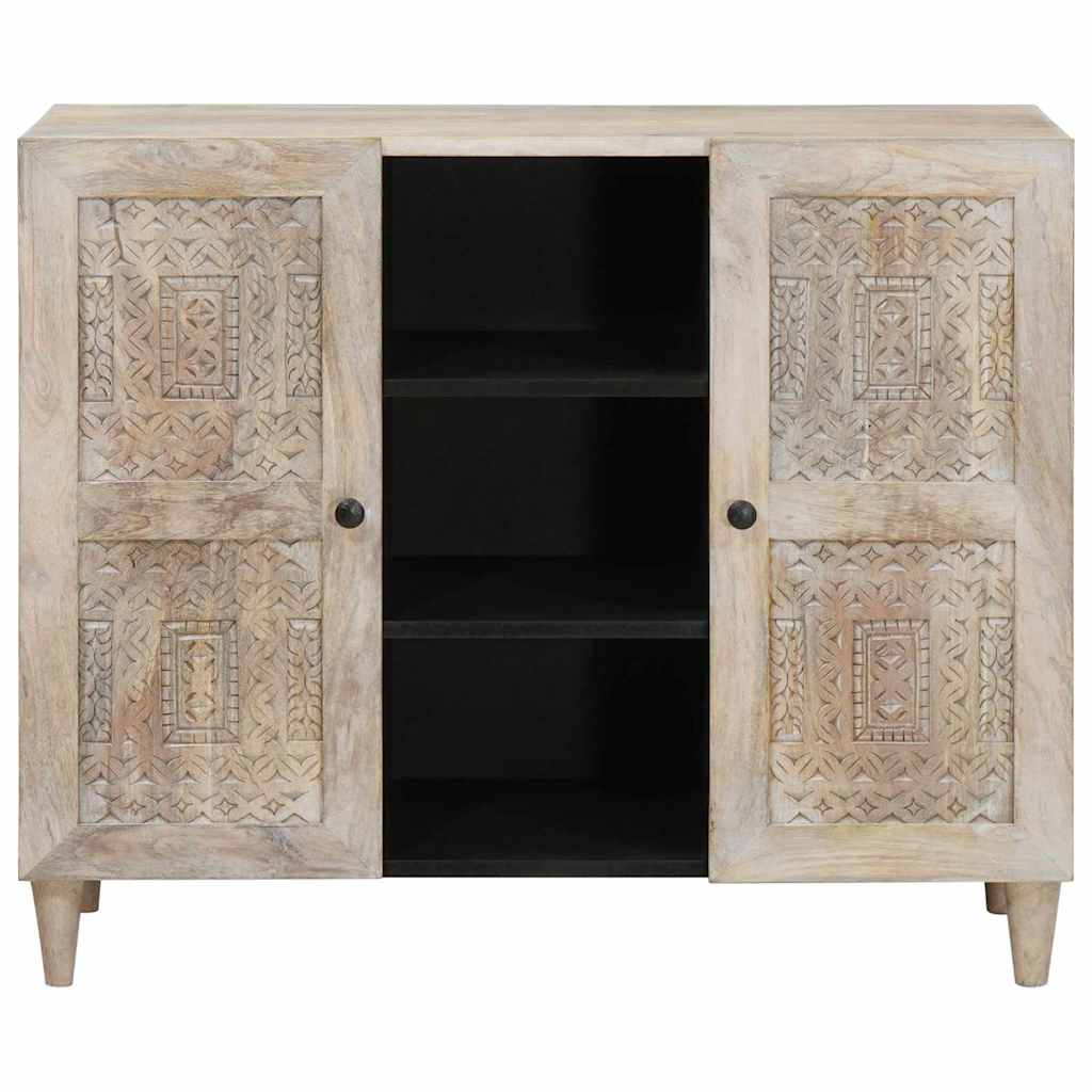 Sideboard Bleg Hvid 90 x 33 x 75 cm Massivt mangotræ