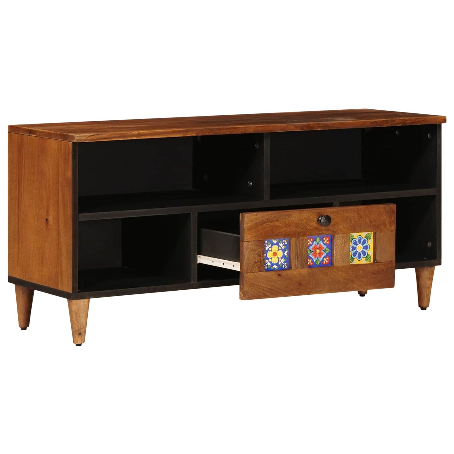 TV-skab med skuffe Valnød 100 x 33 x 46 cm Massivt mangotræ