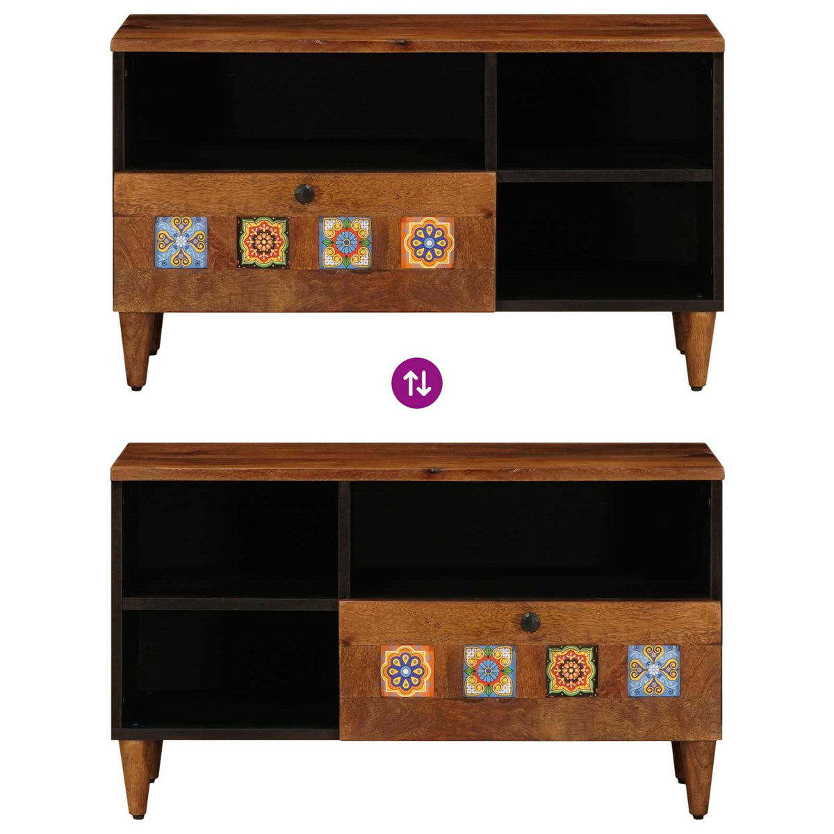 TV-skab med skuffe Valnød 80 x 33 x 46 cm Massivt mangotræ