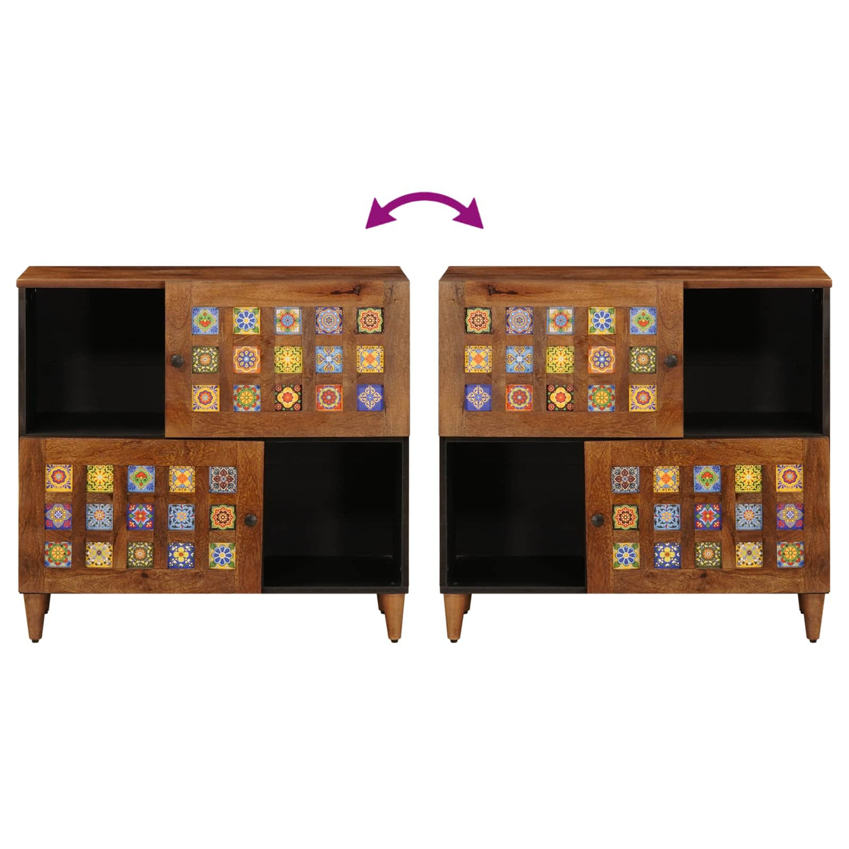 Sideboard med dør Valnød 80 x 33 x 75 cm Massivt mangotræ