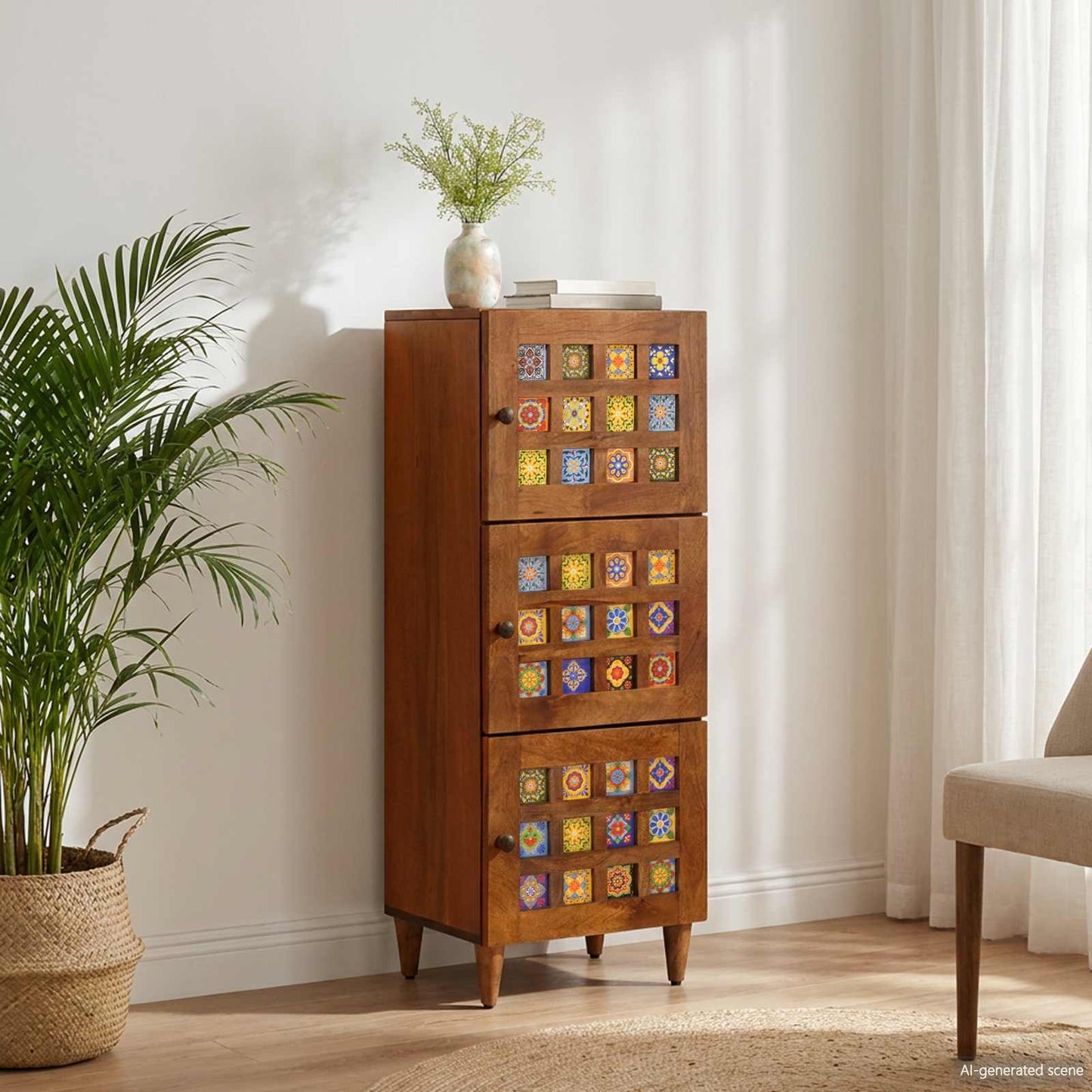 Highboard Valnød 40 x 33 x 110 cm Massivt mangotræ