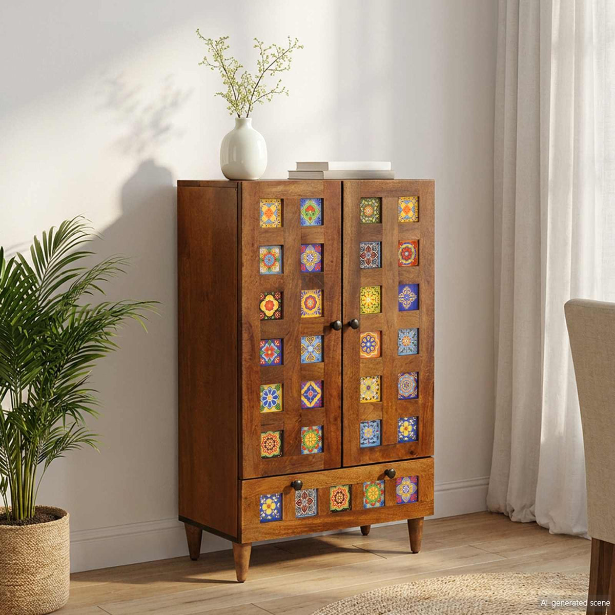 Highboard Valnød 60 x 33,5 x 100 cm Massivt mangotræ