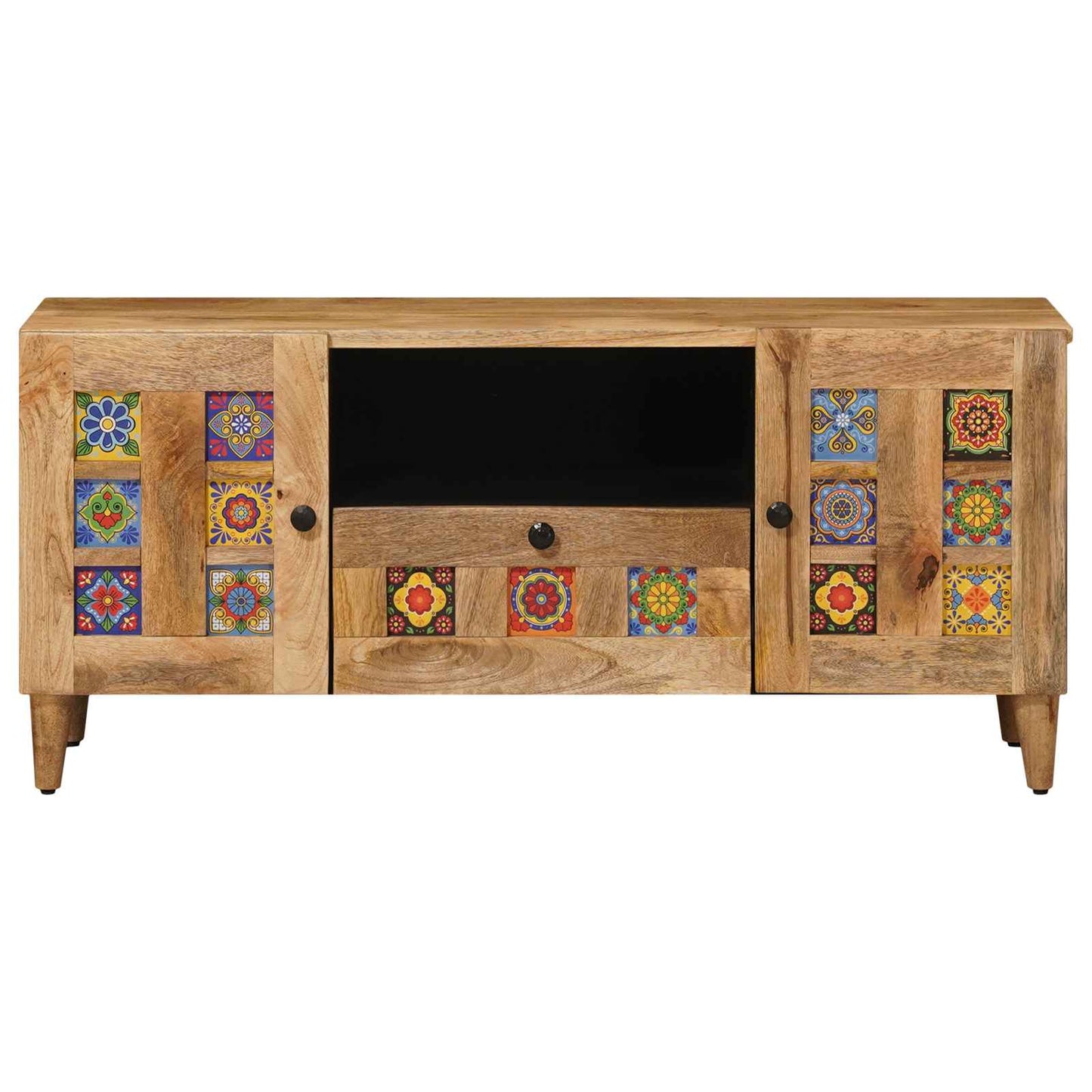 TV-skab med dør Naturfarvet 105 x 33,5 x 46 cm Massivt mangotræ