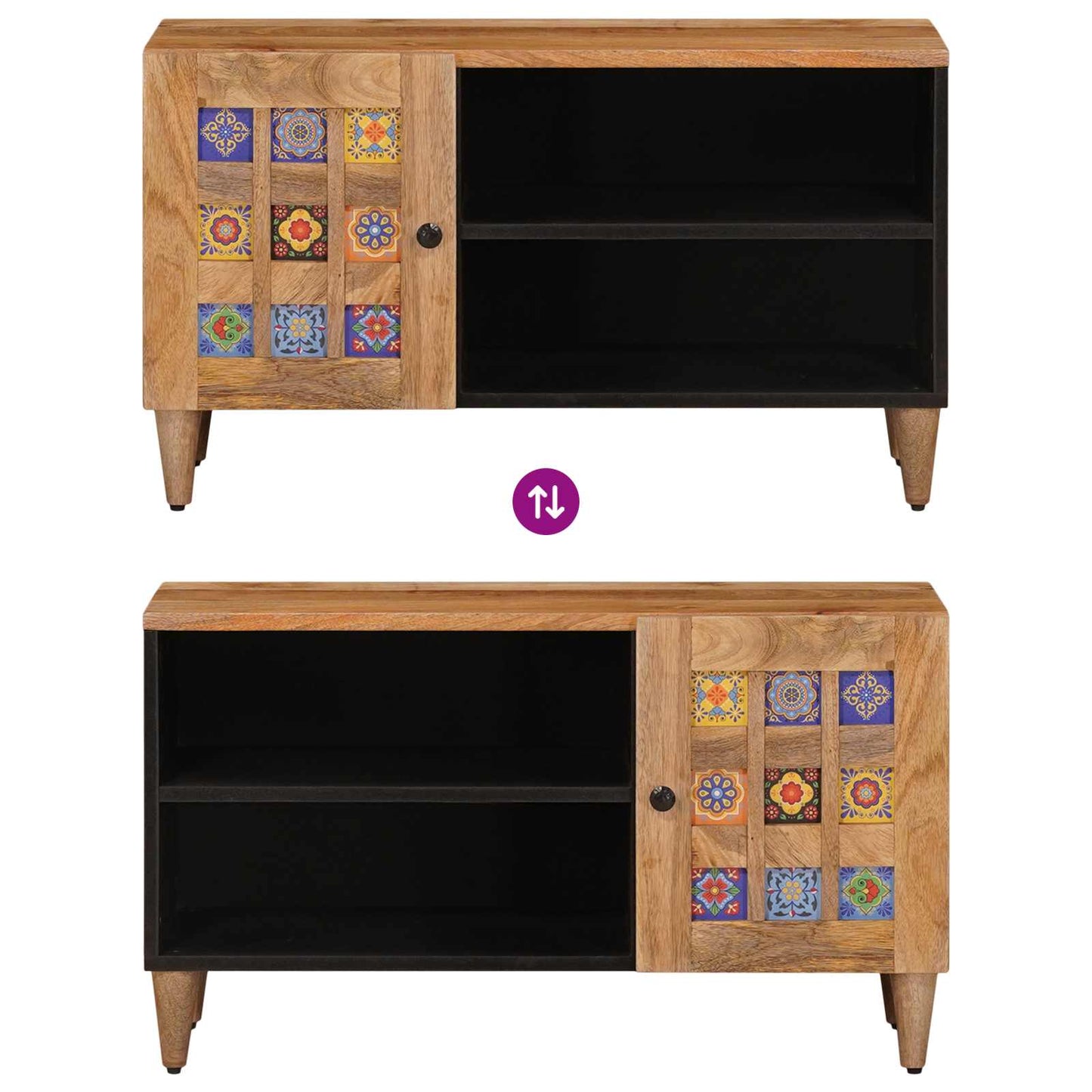 TV-skab med dør Naturfarvet 80 x 33 x 46 cm Massivt mangotræ