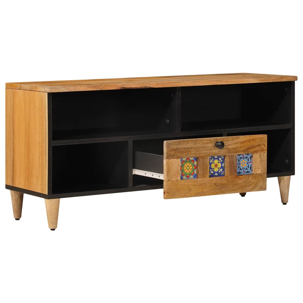 TV-skab med hylde Naturfarvet 100 x 33 x 46 cm Massivt mangotræ
