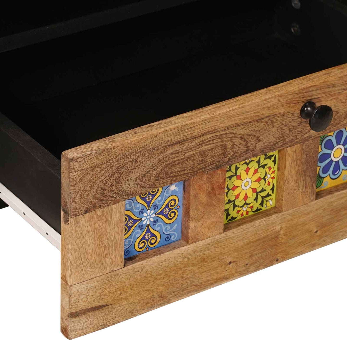 TV-skab med skuffe Naturfarvet 80 x 33 x 46 cm Massivt mangotræ