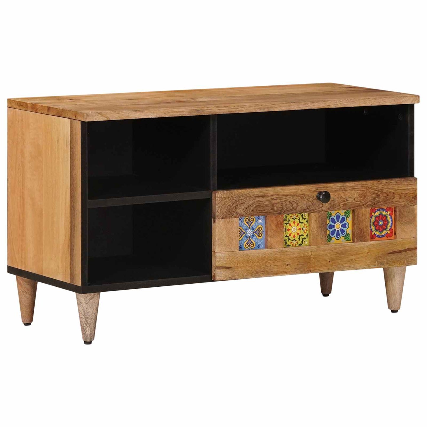 TV-skab med skuffe Naturfarvet 80 x 33 x 46 cm Massivt mangotræ