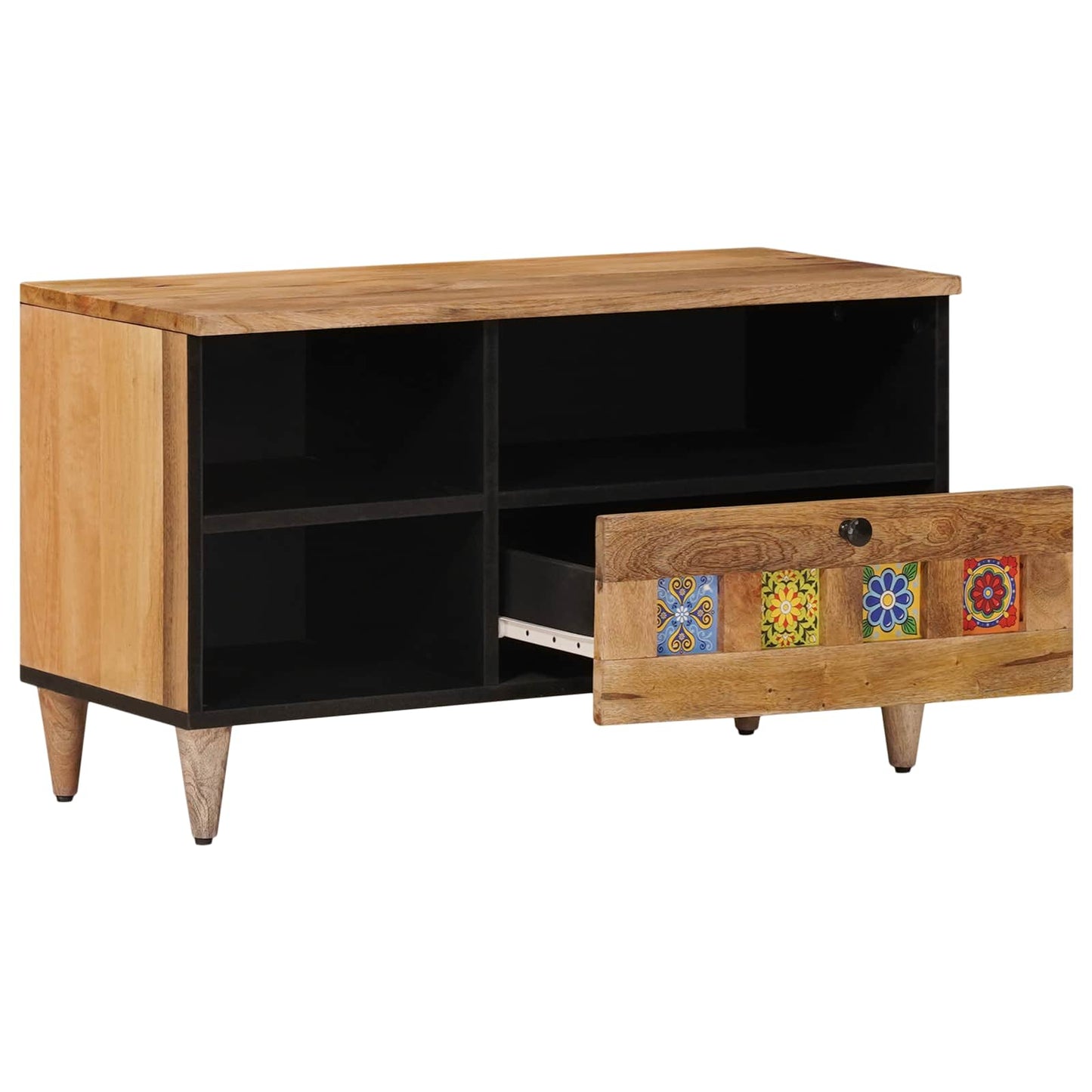 TV-skab med skuffe Naturfarvet 80 x 33 x 46 cm Massivt mangotræ