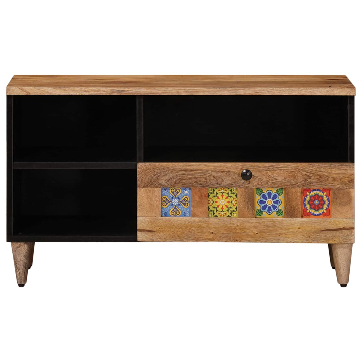 TV-skab med skuffe Naturfarvet 80 x 33 x 46 cm Massivt mangotræ