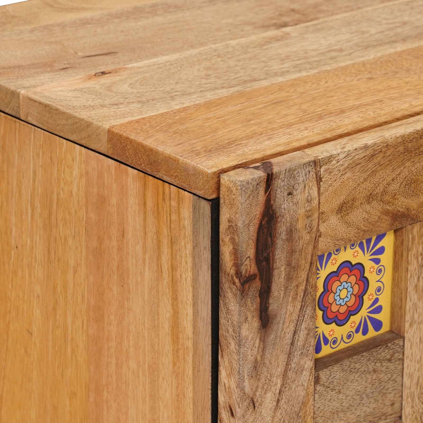 Sideboard med dør Naturfarvet 40 x 33 x 75 cm Massivt mangotræ