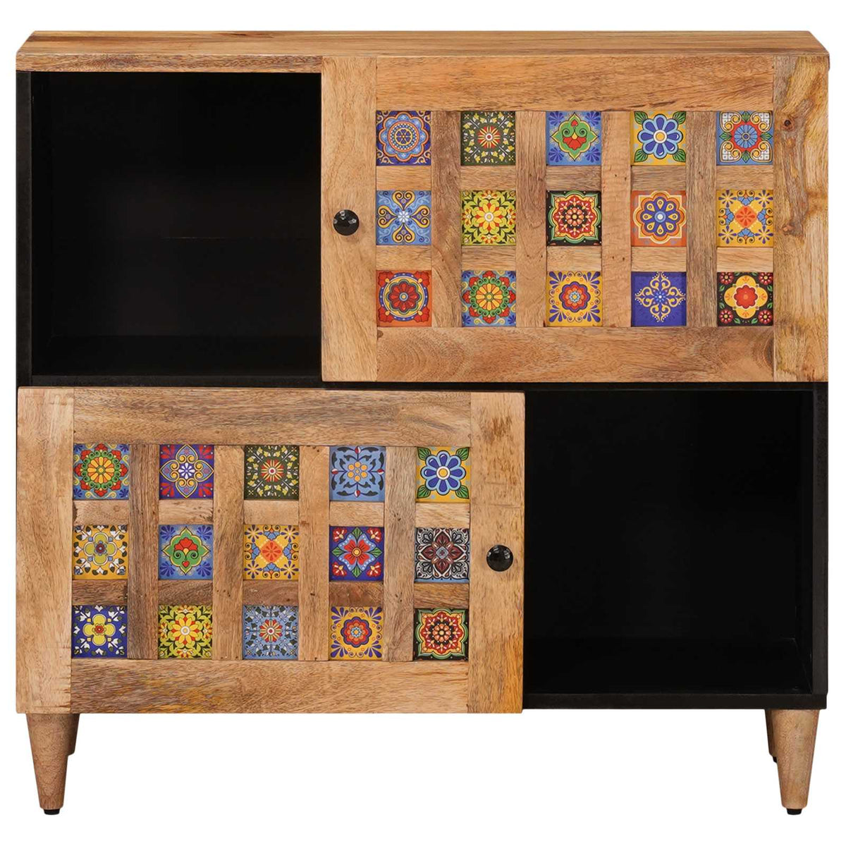 Sideboard med dør Naturfarvet 80 x 33 x 75 cm Massivt mangotræ