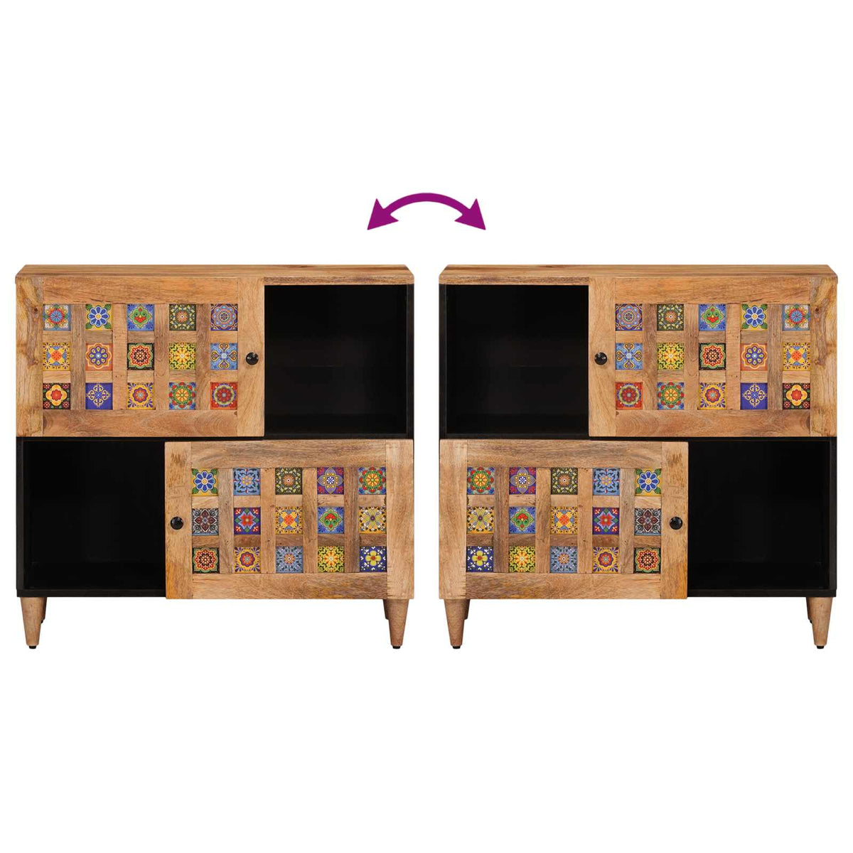 Sideboard med dør Naturfarvet 80 x 33 x 75 cm Massivt mangotræ