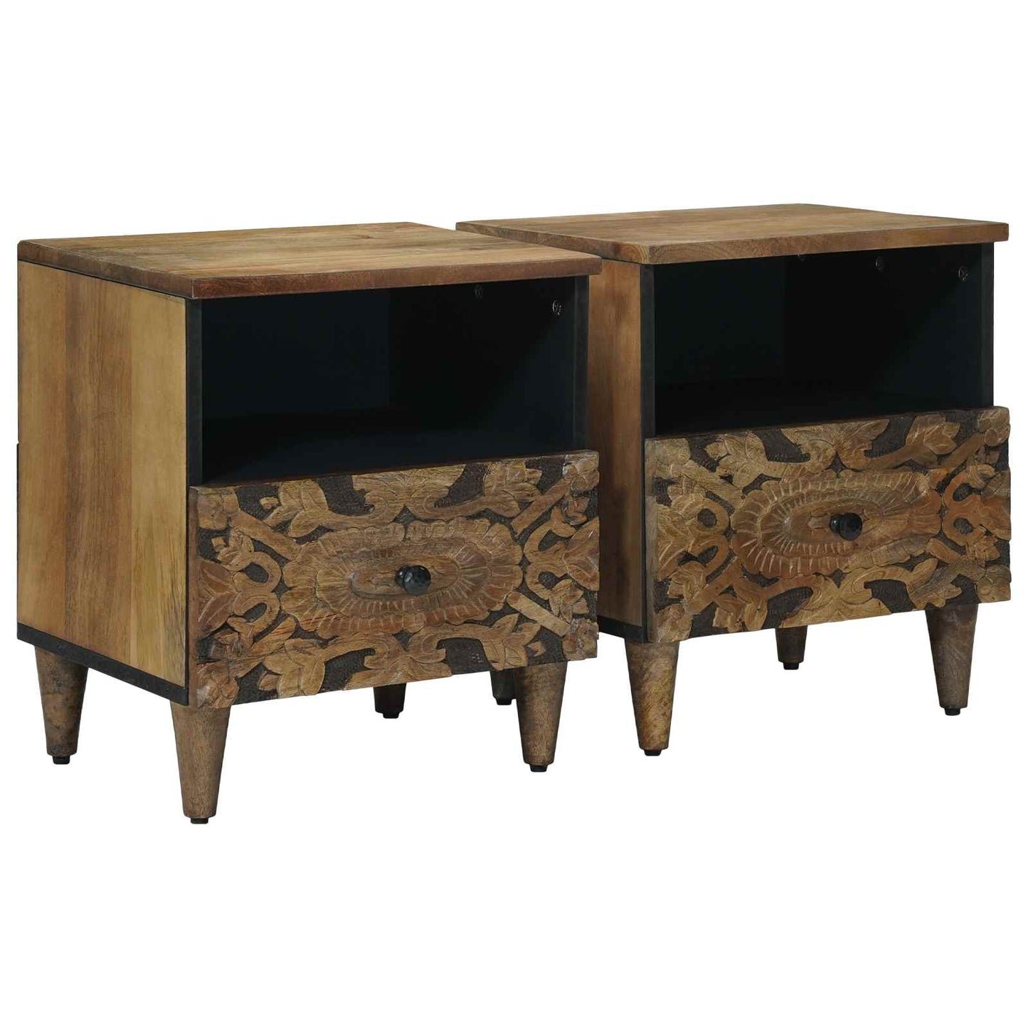 Sengekabinett 2 stk. Brun 40 x 33 x 46 cm Massivt mangotræ