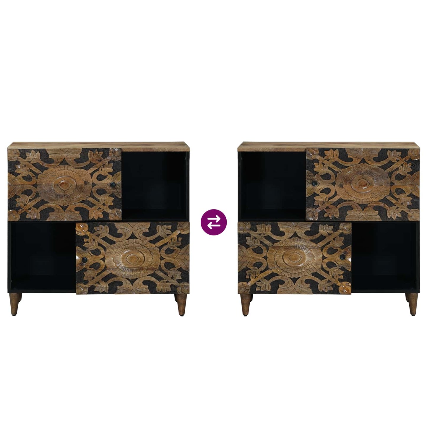 Sideboard med dør Brun 80 x 33,5 x 75 cm Massivt mangotræ