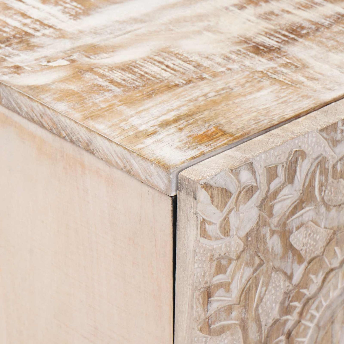 TV-skab Hvid 105 x 33,5 x 46 cm Massivt mangotræ