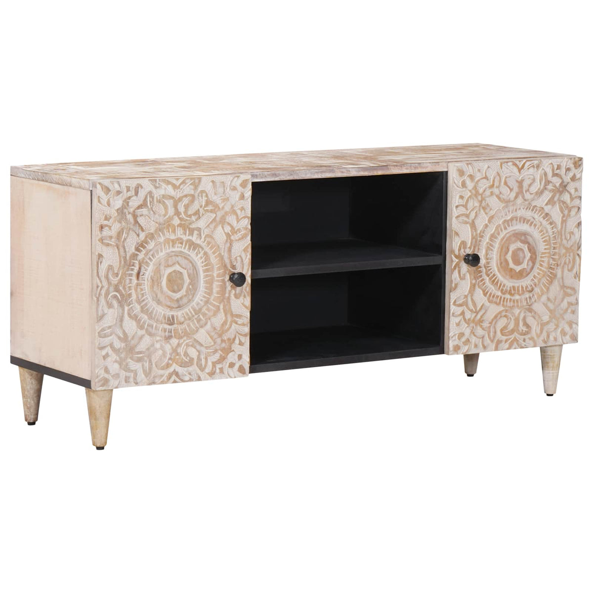 TV-skab Hvid 105 x 33,5 x 46 cm Massivt mangotræ