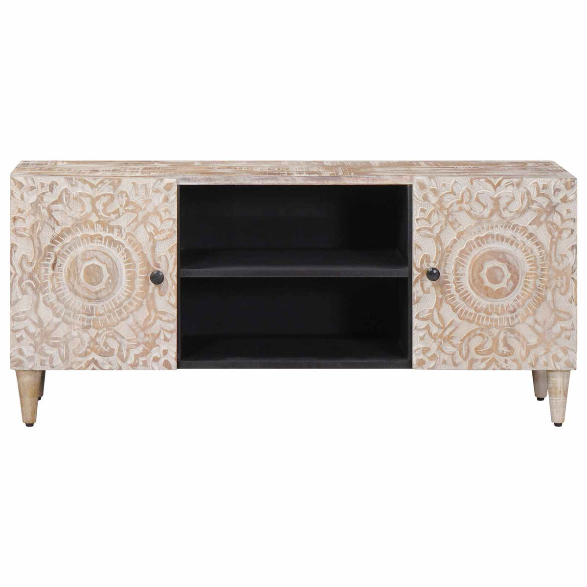 TV-skab Hvid 105 x 33,5 x 46 cm Massivt mangotræ