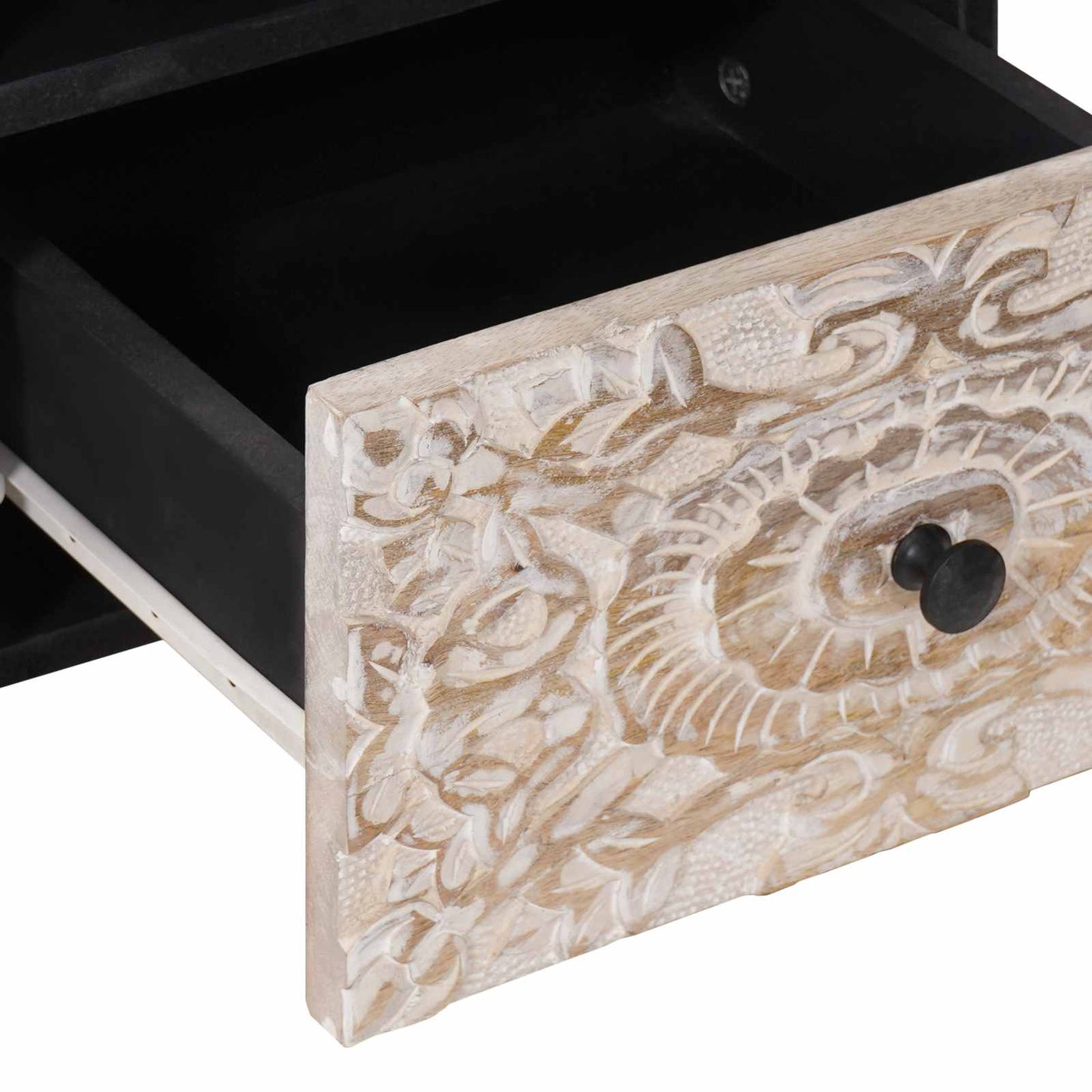 TV-skab Hvid 70 x 33,5 x 46 cm Massivt mangotræ