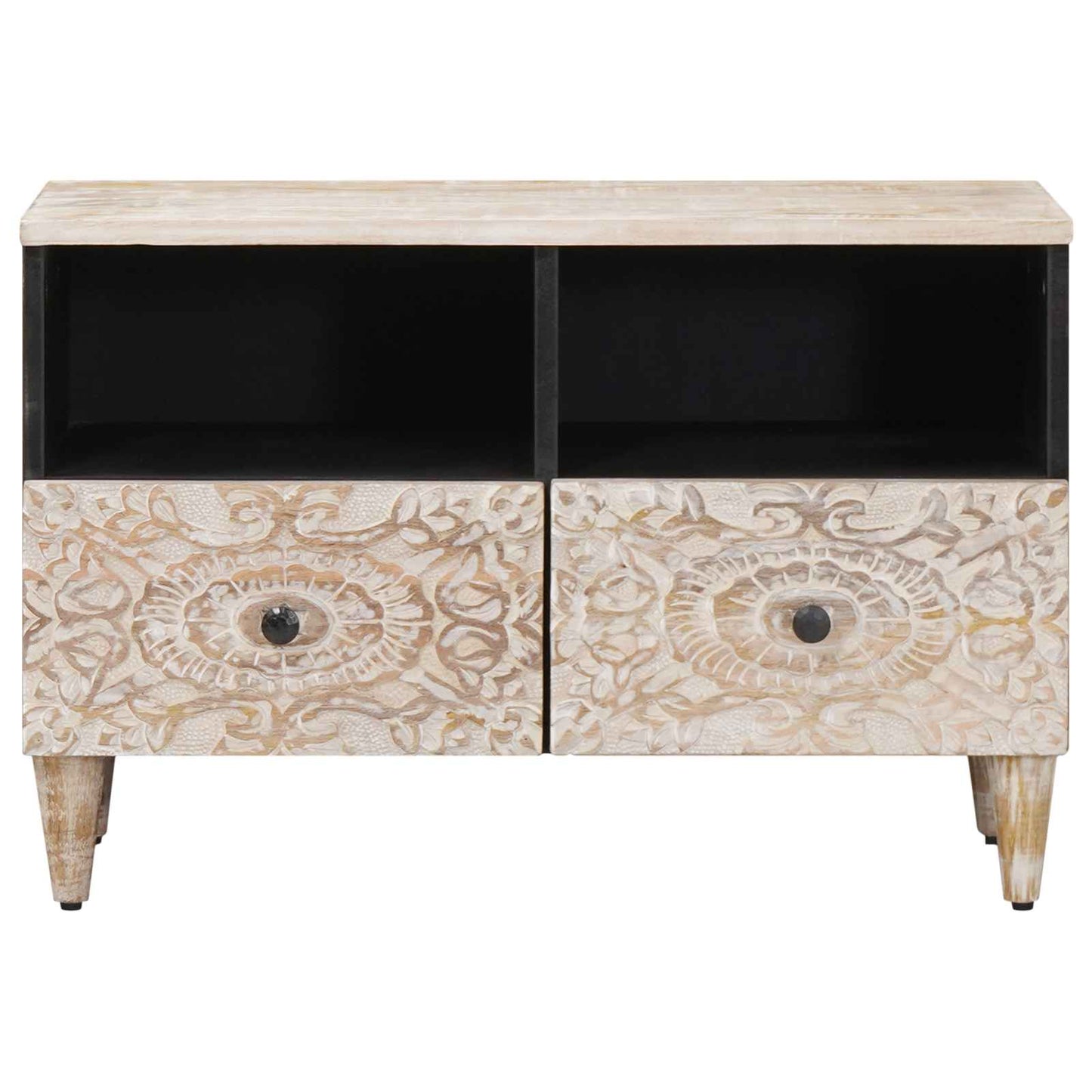 TV-skab Hvid 70 x 33,5 x 46 cm Massivt mangotræ