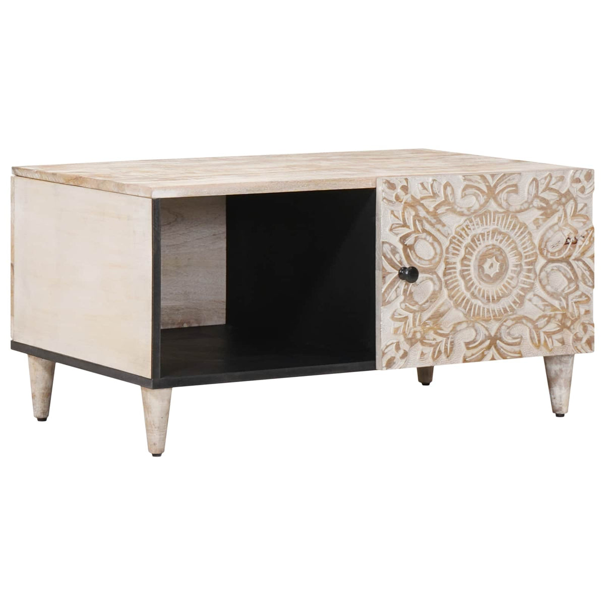 Sofabord Hvid 80 x 50 x 40 cm Massivt mangotræ