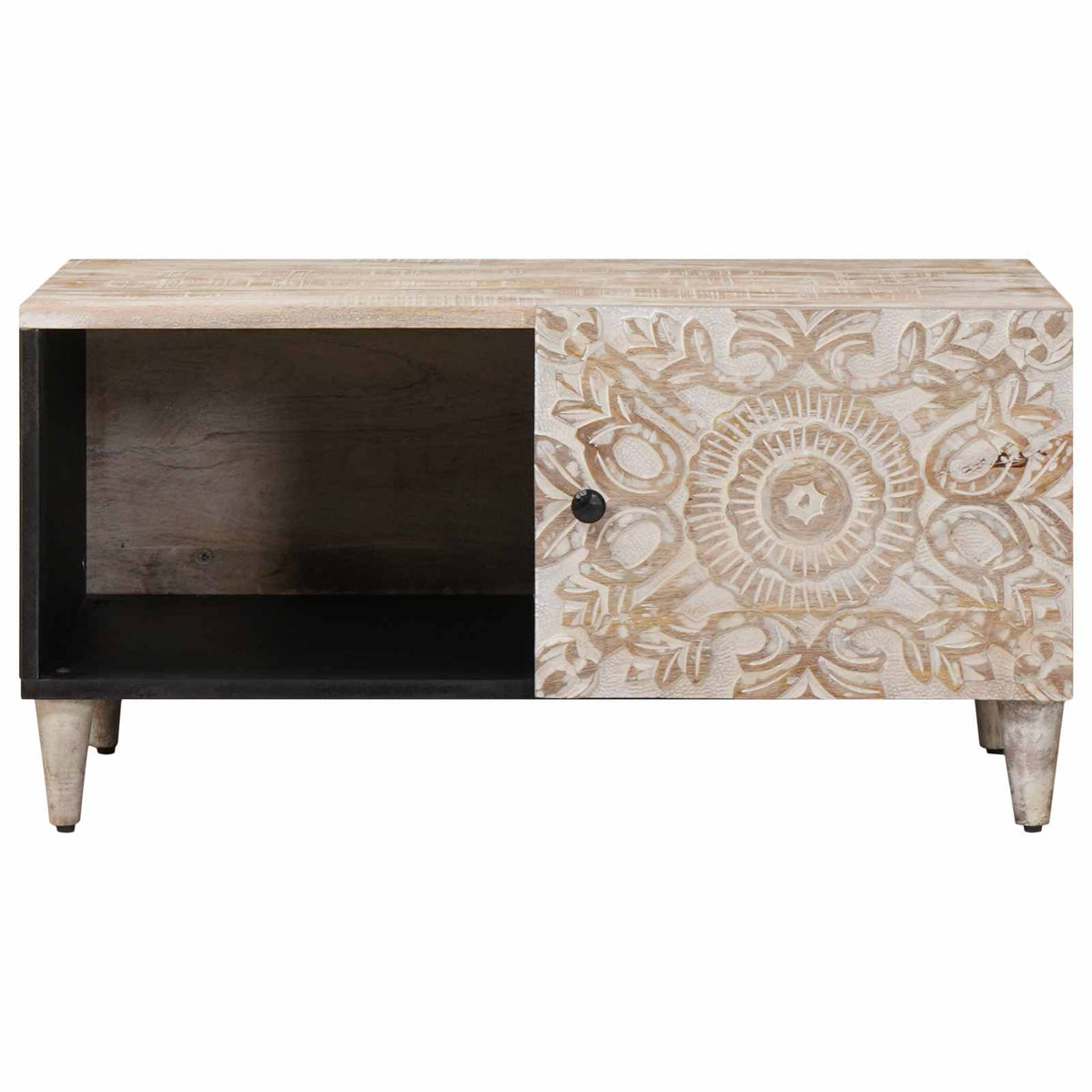 Sofabord Hvid 80 x 50 x 40 cm Massivt mangotræ