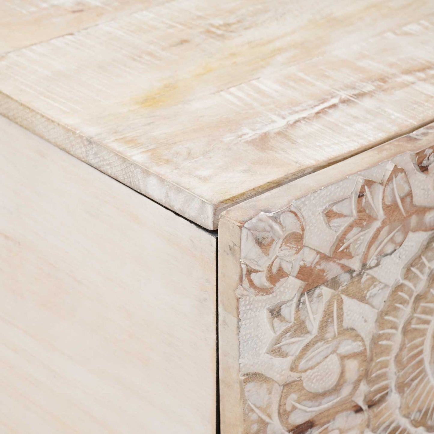 Sofabord Hvid 80 x 50 x 40 cm Massivt mangotræ