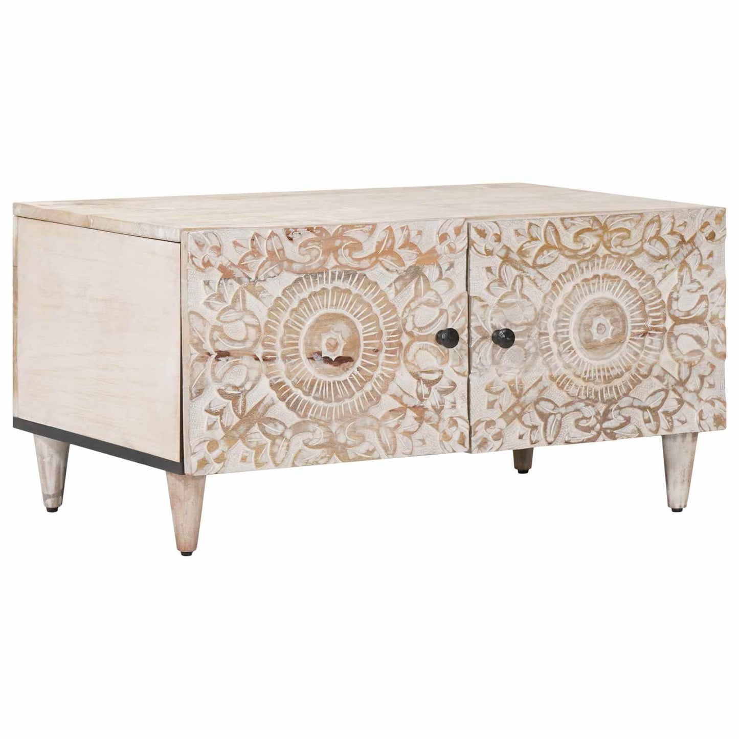 Sofabord Hvid 80 x 50 x 40 cm Massivt mangotræ