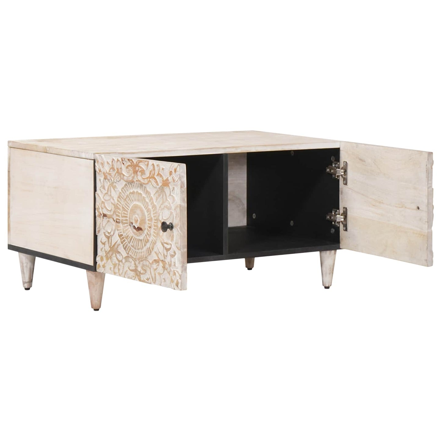 Sofabord Hvid 80 x 50 x 40 cm Massivt mangotræ