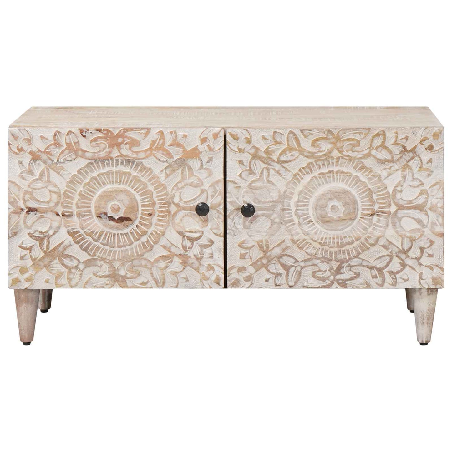 Sofabord Hvid 80 x 50 x 40 cm Massivt mangotræ