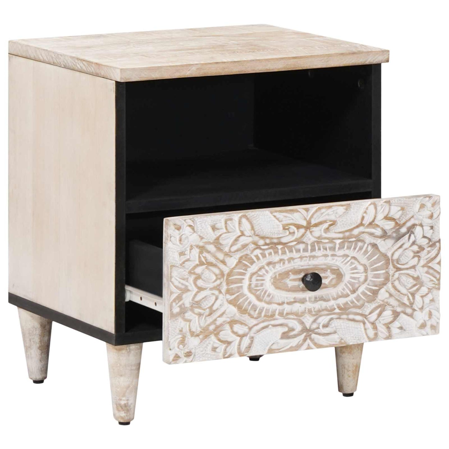 Sengekabinett 2 stk. Hvid 40 x 33 x 46 cm Massivt mangotræ