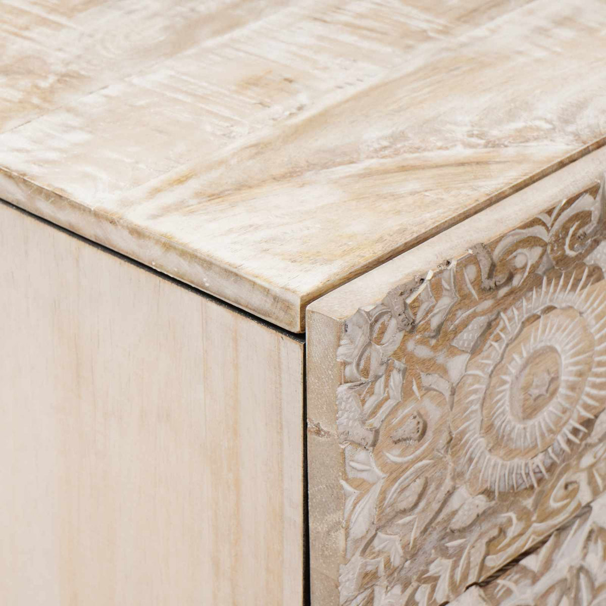 Sengekabinett Hvid 50 x 33 x 60 cm Massivt mangotræ