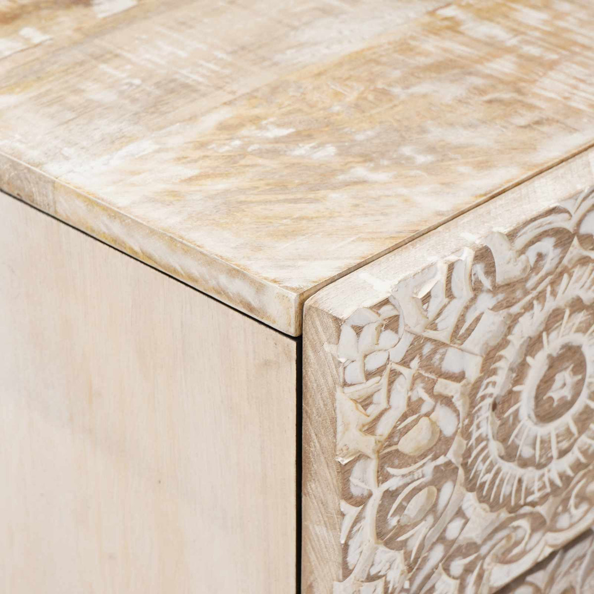 Sengekabinett Hvid 50 x 33 x 60 cm Massivt mangotræ