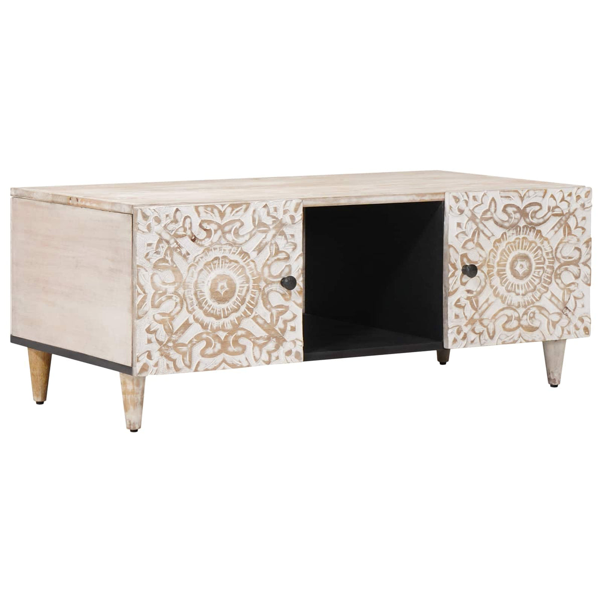 Sofabord Hvid 100 x 54 x 40 cm Massivt mangotræ