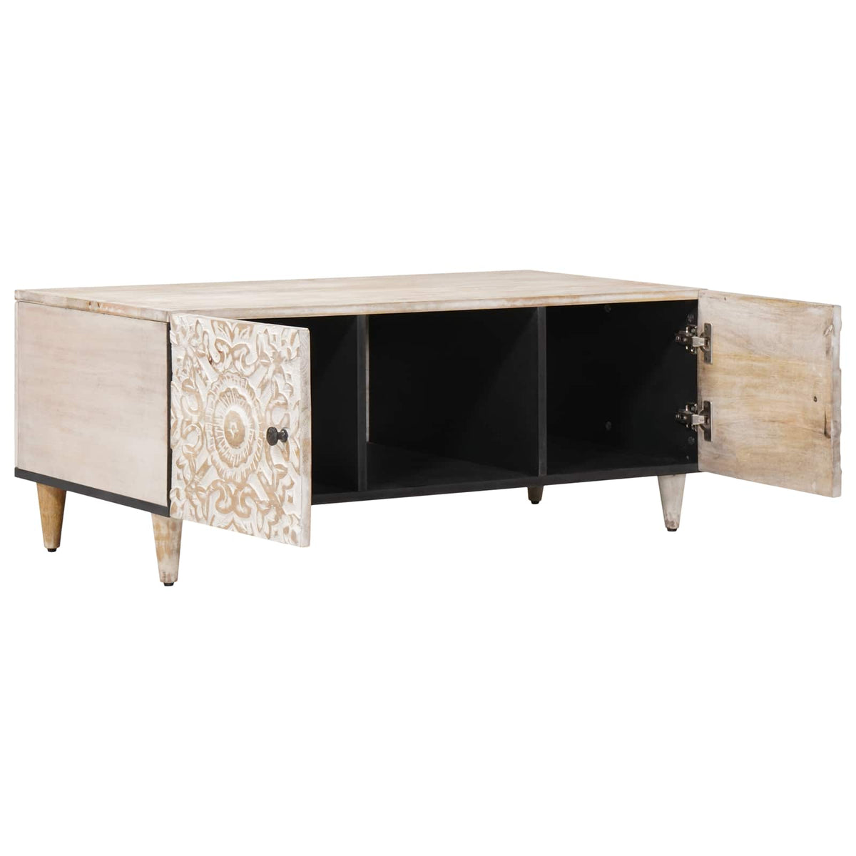 Sofabord Hvid 100 x 54 x 40 cm Massivt mangotræ