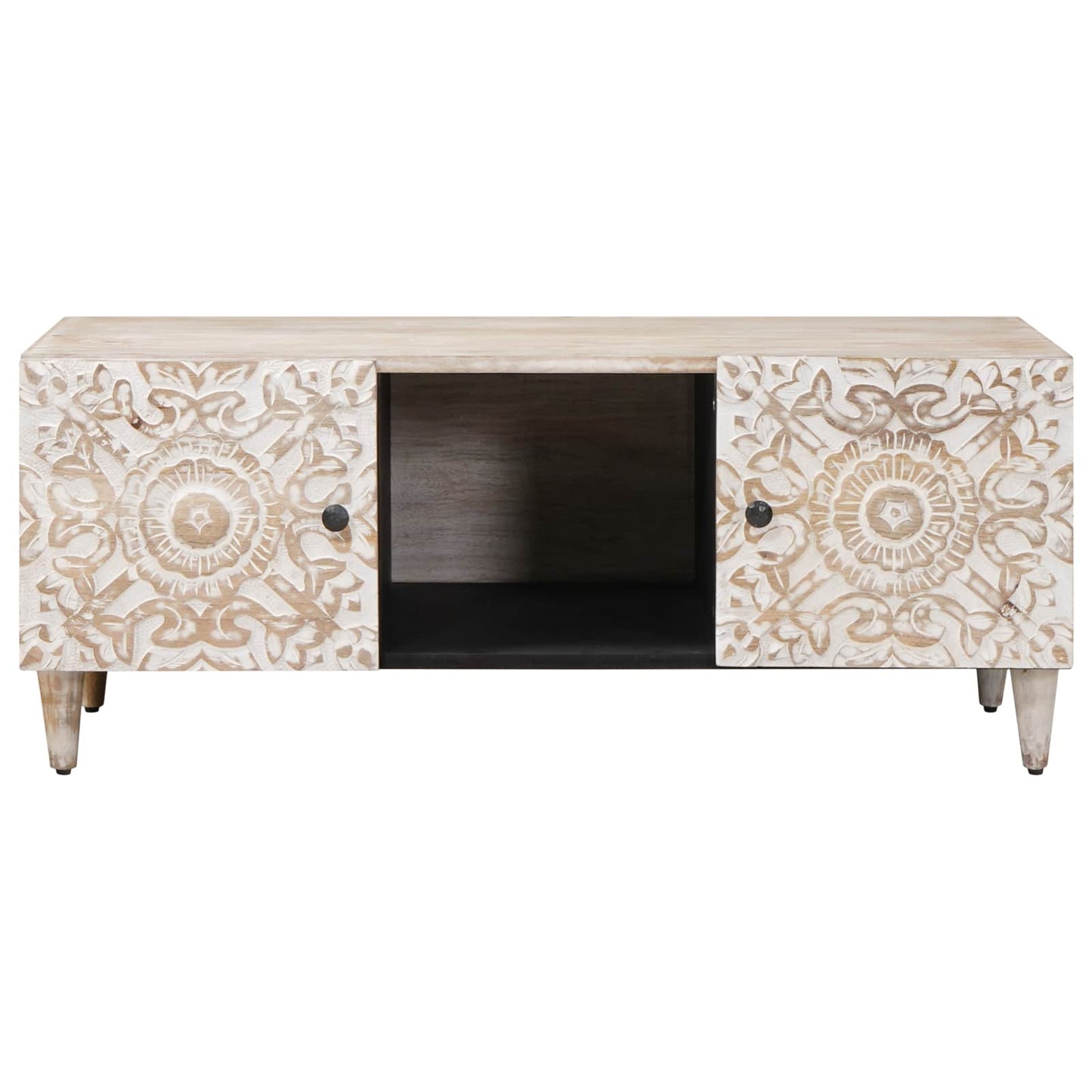 Sofabord Hvid 100 x 54 x 40 cm Massivt mangotræ
