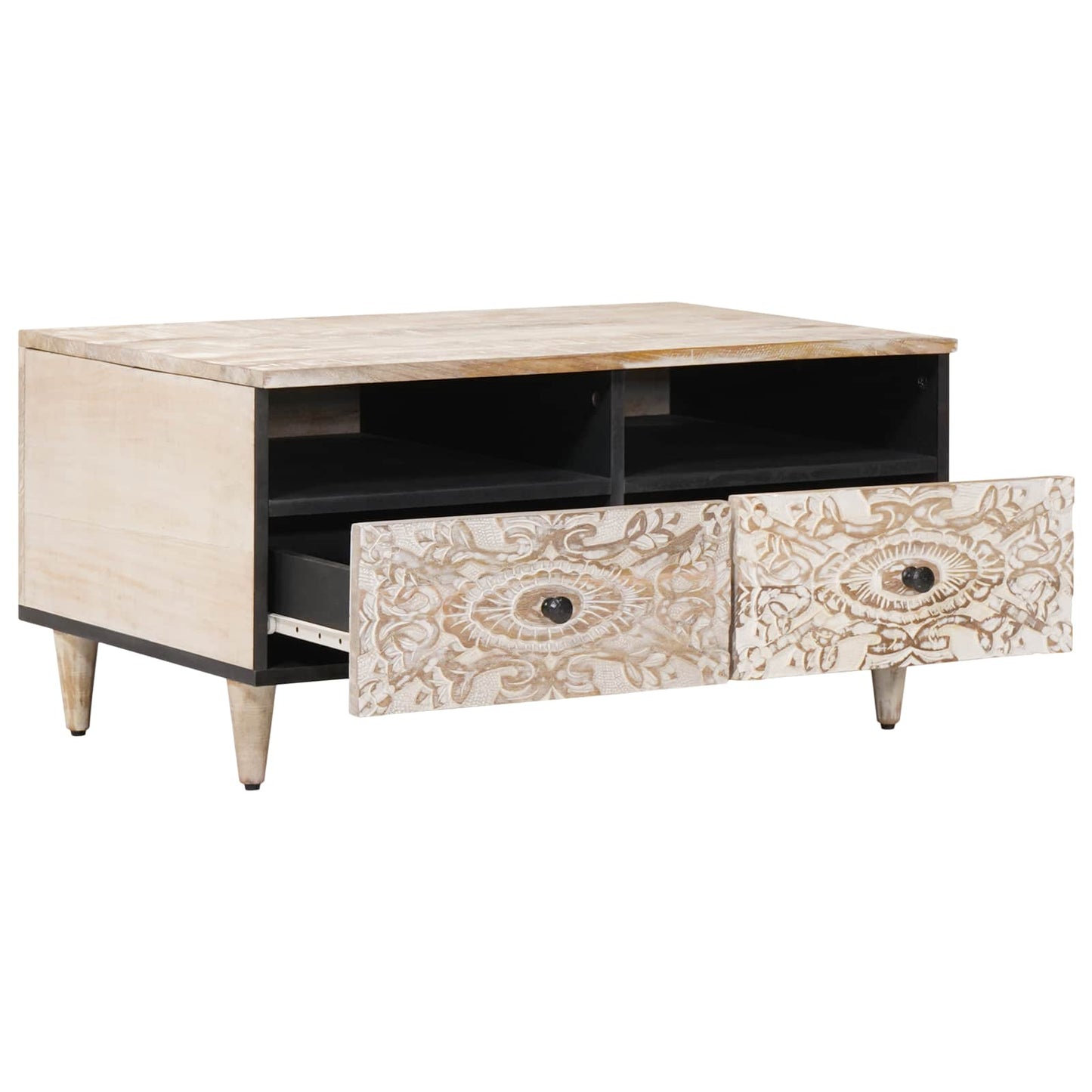Sofabord Hvid 80 x 54 x 40 cm Massivt mangotræ