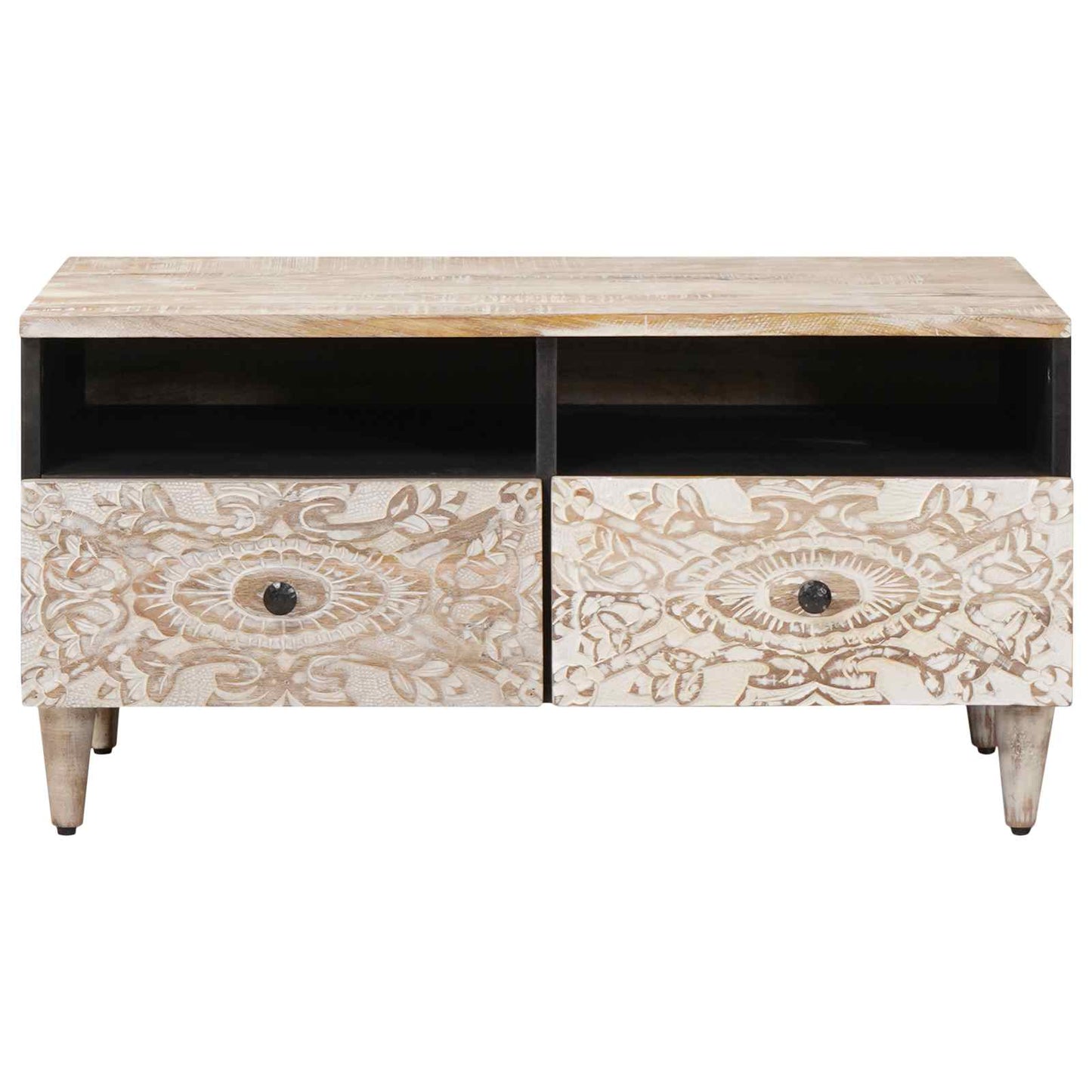 Sofabord Hvid 80 x 54 x 40 cm Massivt mangotræ