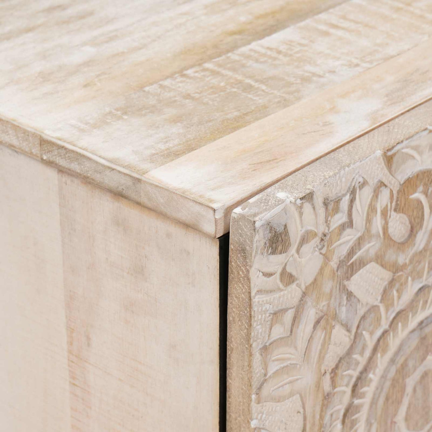 TV-skab Hvid 105 x 33,5 x 46 cm Massivt mangotræ