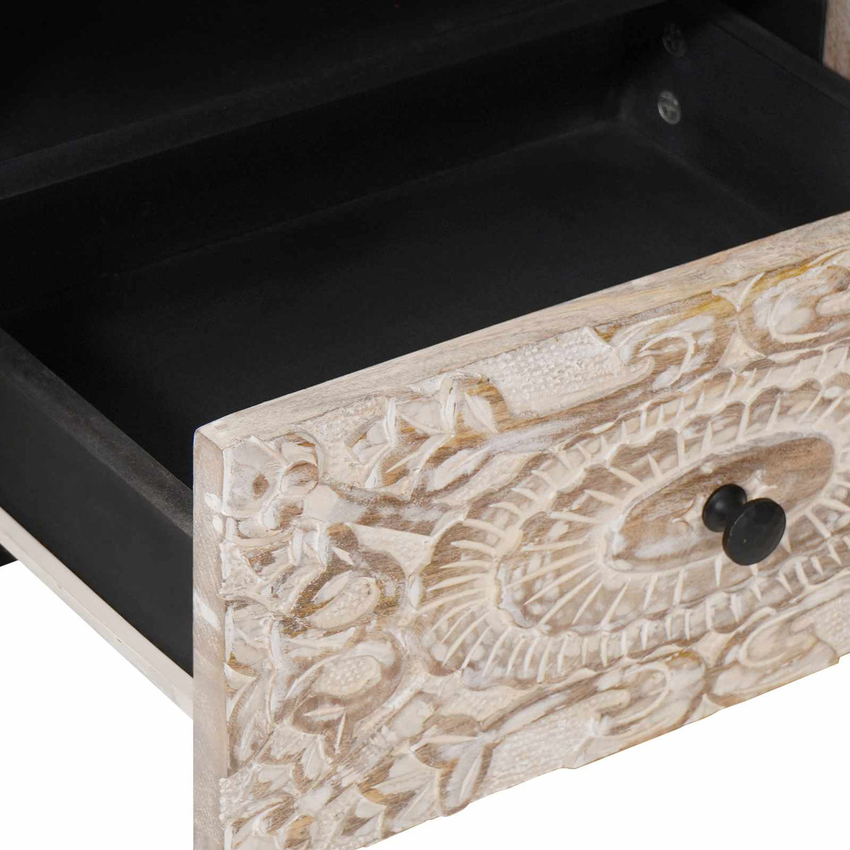 TV-skab Hvid 105 x 33,5 x 46 cm Massivt mangotræ