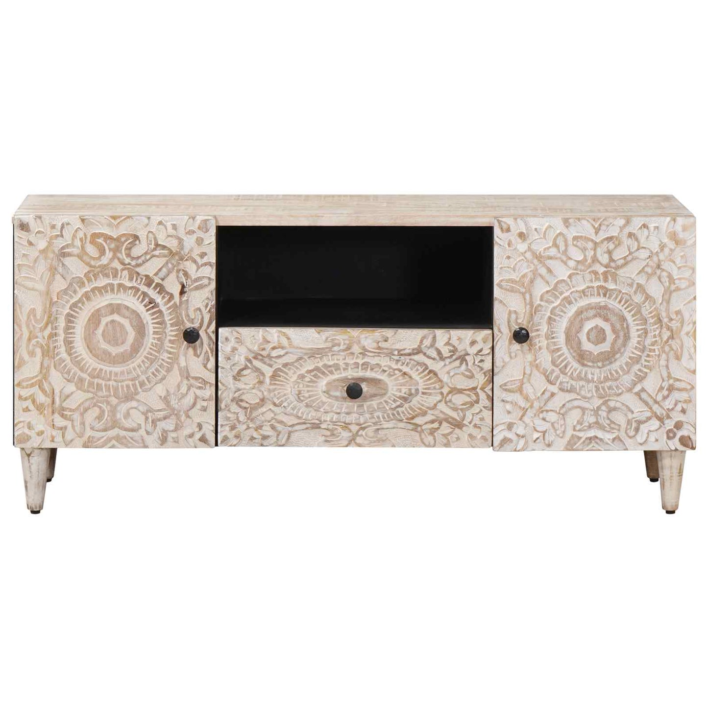 TV-skab Hvid 105 x 33,5 x 46 cm Massivt mangotræ