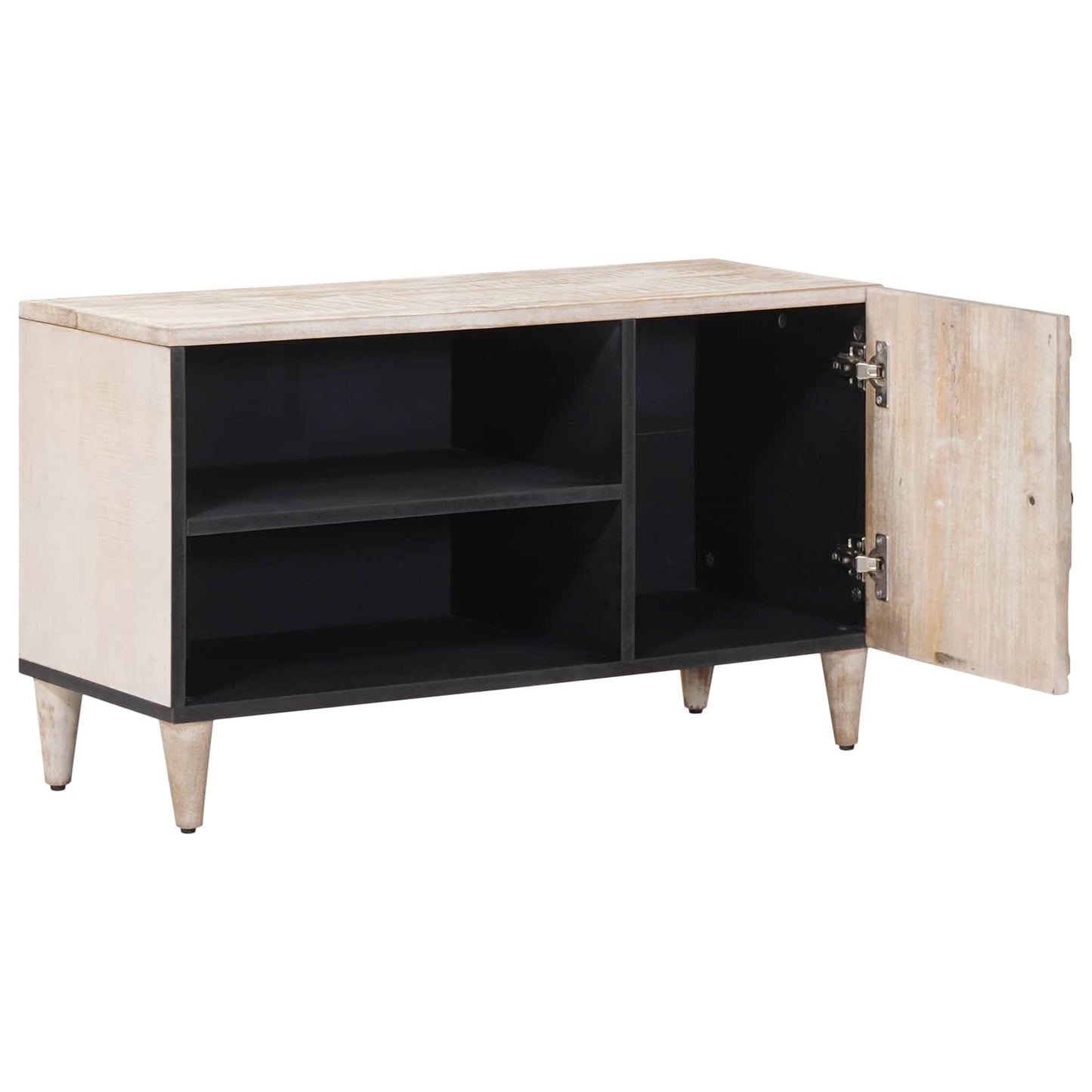 TV-skab med hylde Hvid 80 x 31,5 x 46 cm Massivt mangotræ