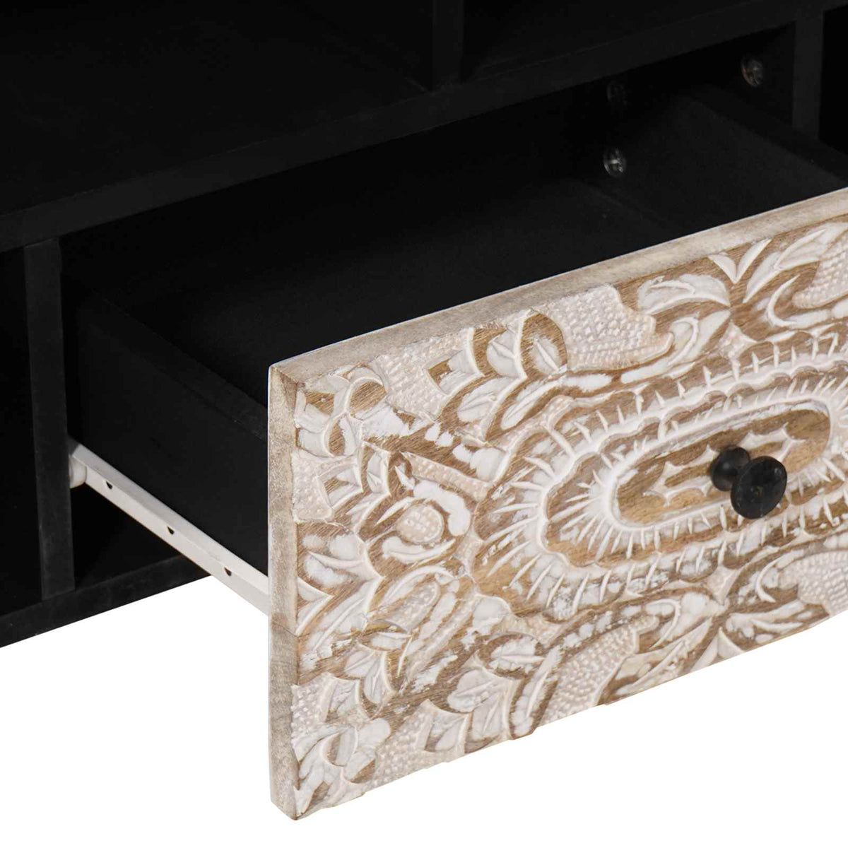 TV-skab Hvid 100 x 33,5 x 46 cm Massivt mangotræ