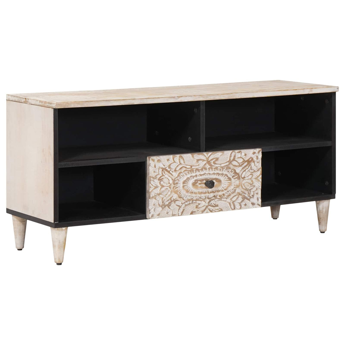 TV-skab Hvid 100 x 33,5 x 46 cm Massivt mangotræ