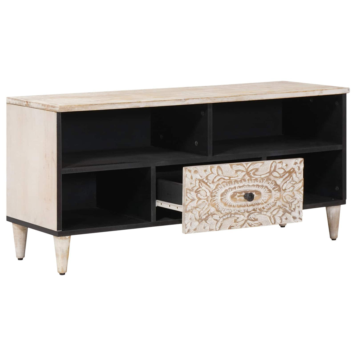 TV-skab Hvid 100 x 33,5 x 46 cm Massivt mangotræ