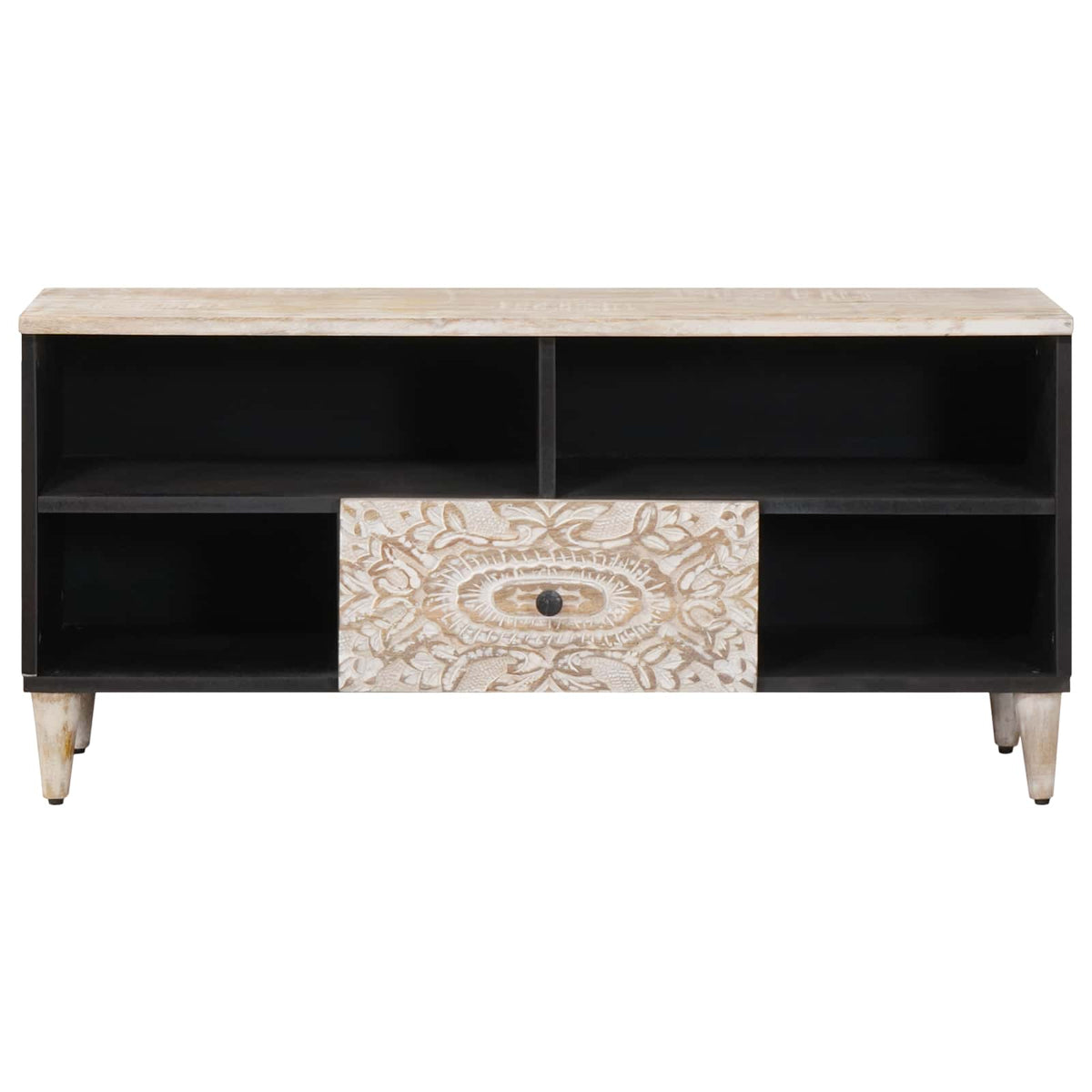 TV-skab Hvid 100 x 33,5 x 46 cm Massivt mangotræ